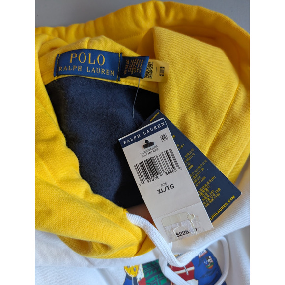 NWT Polo Ralph Lauren Polo Bear Colorblocked Fleece Hoodie Size XL #2E431 - Picture 5 of 8